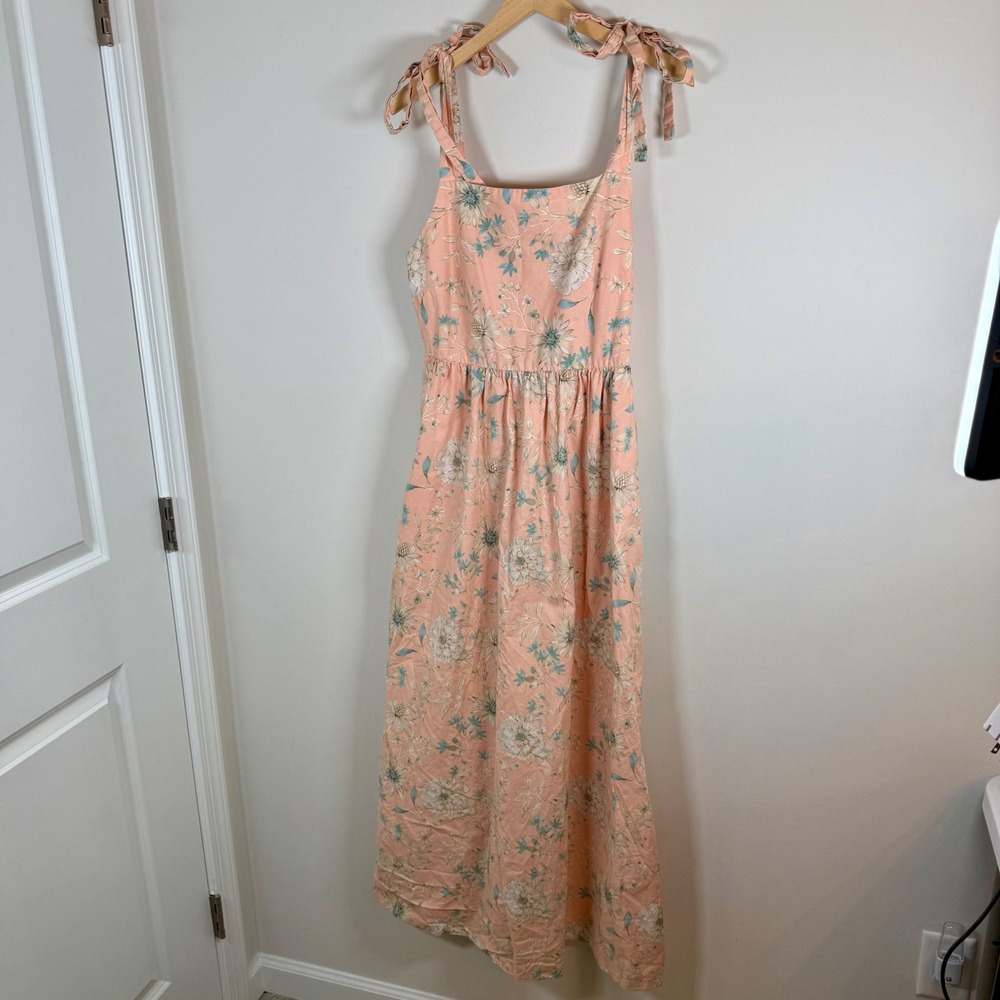 Gal Meets Glam Anthropologie Floral Maxi Dress 10 Sundress Tie Straps Sleeveless